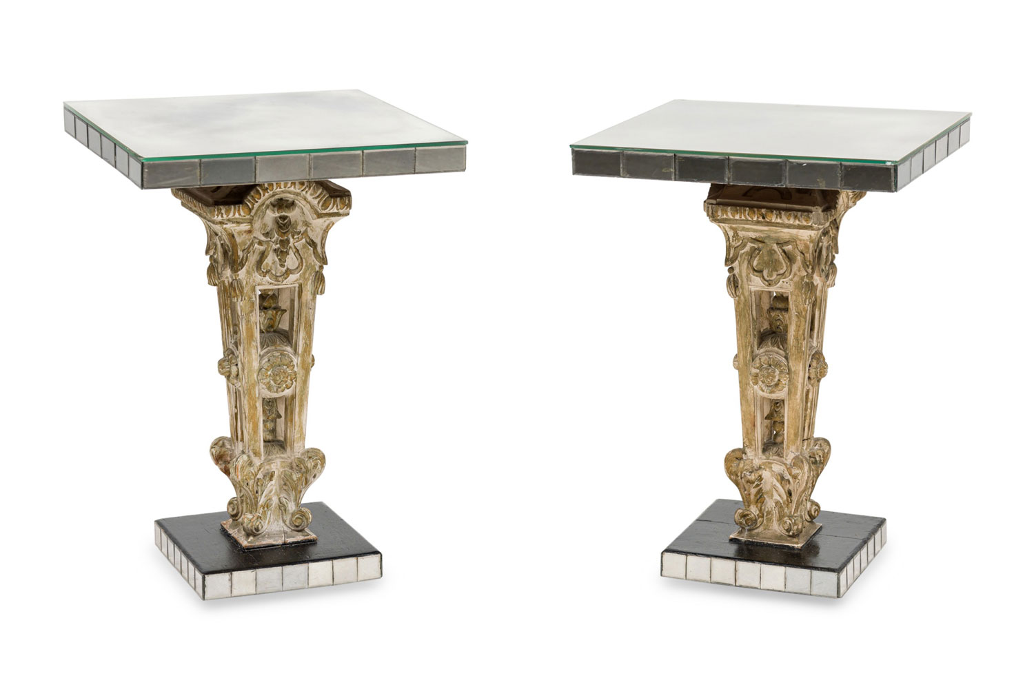 Pair of italian mid century mirror side tables